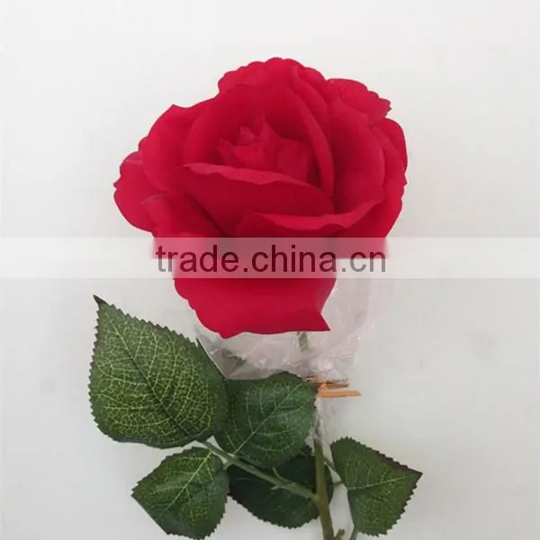 artificial single latex flower red rose flower real touch flower