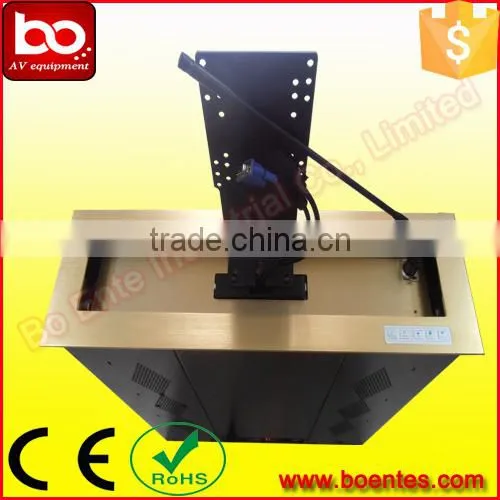 Conference Meeting Furniture for Remote Control 17 inch LCD Motorized Monitor Lift Mechanism within Pop Up Mic