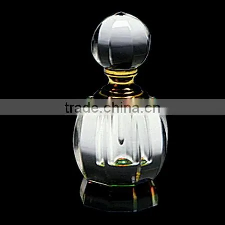 2016 Hot selling round shape and pure blue crystal perfume bottle