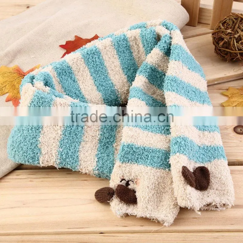 Girl's Fleece Cartoon Animal Thigh Stockings Striped Over Knee Socks Warm
