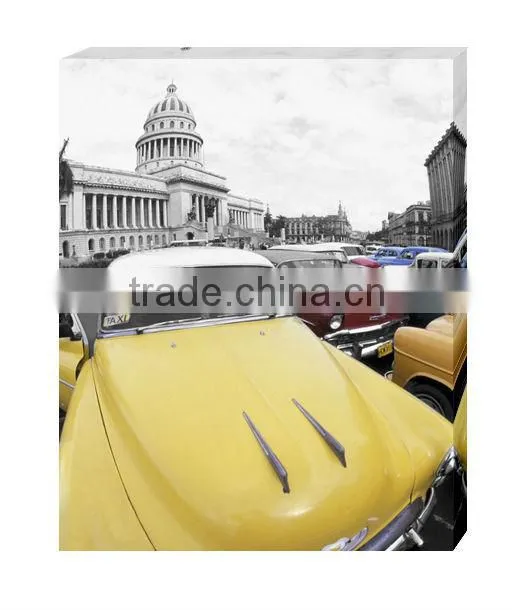 Beautiful yellow car inkjet canvas