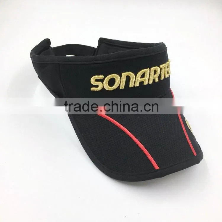 Long brim 100% polyester 3D embroidery men's sports sun visor