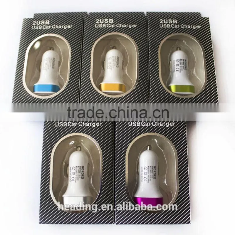 Factory wholesale 12V 2A/1A car charger both for Iphone and Andorid phone