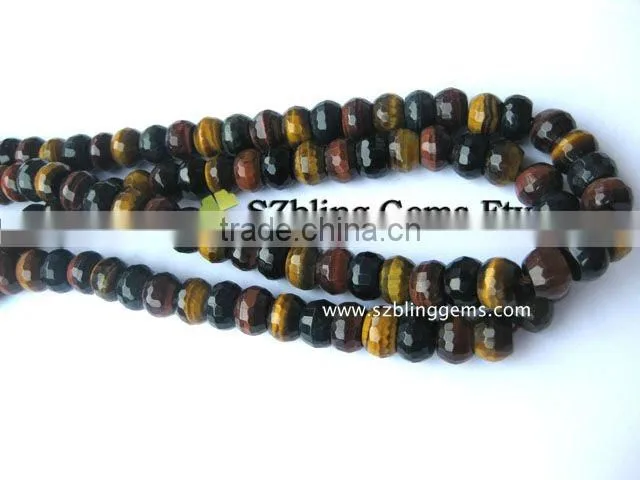 Fashion gemstone jewelry men's necklace tiger eye faceted round beads 6*10mm