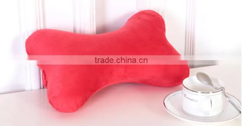 Bone shape memory foam car neck pillow, 100%polyester velvet cover