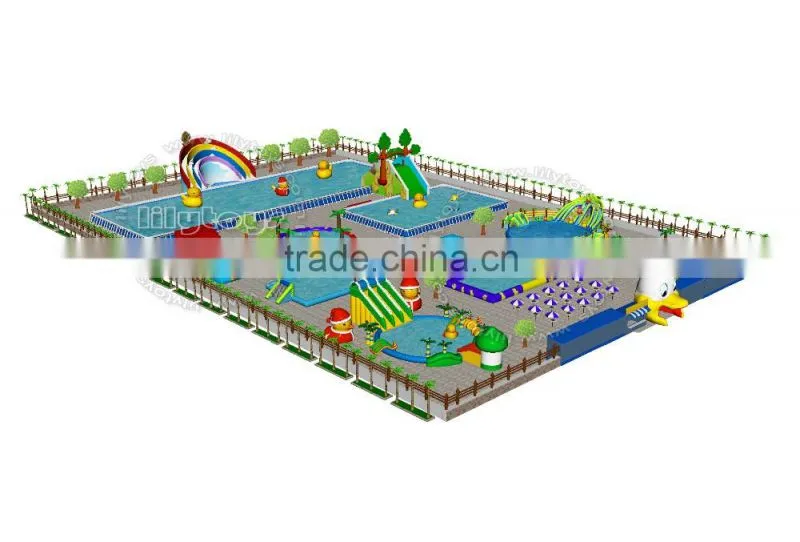 Professional Design commercial outdoor large frame pool park, water play equipment, Inflatable Mobile Park