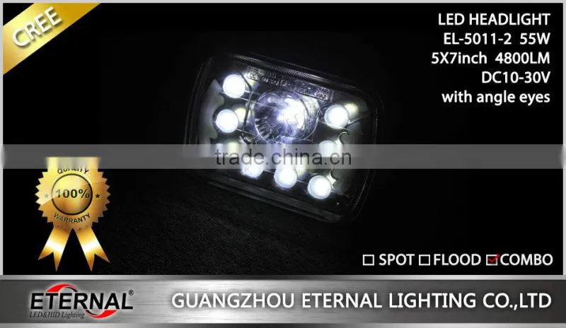 55W high power 5x7" led headlight replacement bulb sealed trims for 79-01 H6054 Jeep Cherokee Ni-ssan Honda