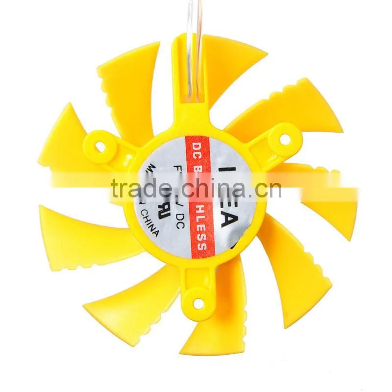 Yellow 12V Replace Computer PC VGA Video Card Heatsink Cooler Cooling Fan 75mm