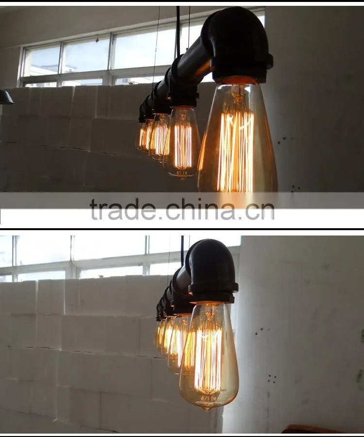 DIY metal pipe pendant light with metal pipe light fixture with 3/4" metal pipe elbow, tee, floor flange