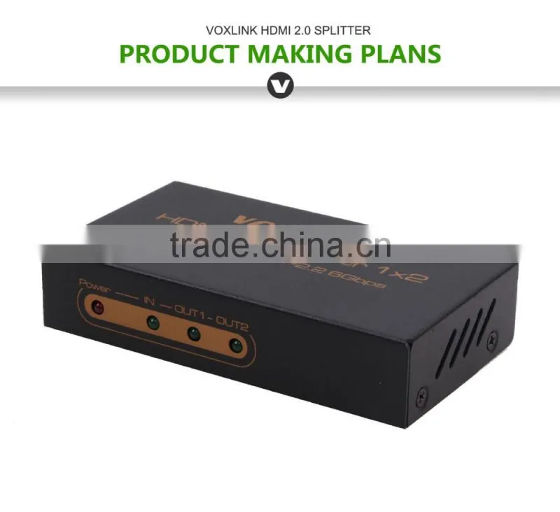 Hot- selling New Arrival Voxlink HDMI 2.0HDR 1x2 HDMI splitter (4K/60Hz/ HDCP2.2) UK