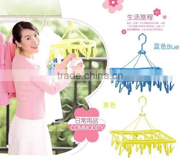 24 pegs rectangle laundry hang Folding Hanger Underwear Clothes Socks Laundry Dryer Dry Clip Peg Dorm Hook