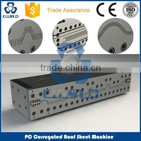 CE CERTIFICATE POLYCARBONATE HOLLW PROFILE MAKING MACHINE, PC HOLLOW CORRUGATED ROOF TILE PRODUCTION LINE