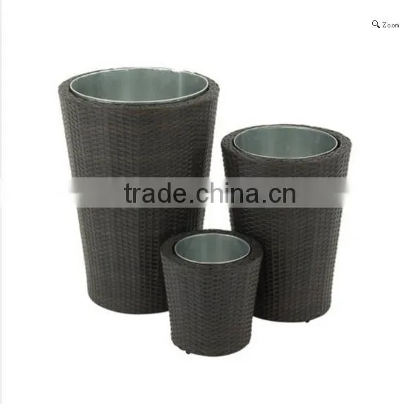 Hand crafted Metal & Woven Rattan Vase modern high plant pots