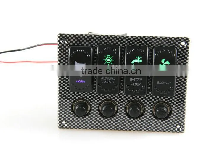4 GANG On Off Rorcker Switches Panel with Breaker back