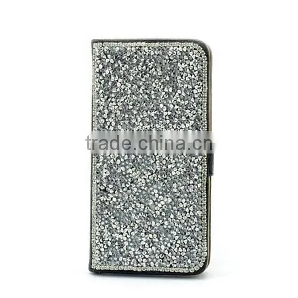 For iphone6 shiny PU leather flip phone case, glittering leather phone cover, pu leather flip case for iphone6