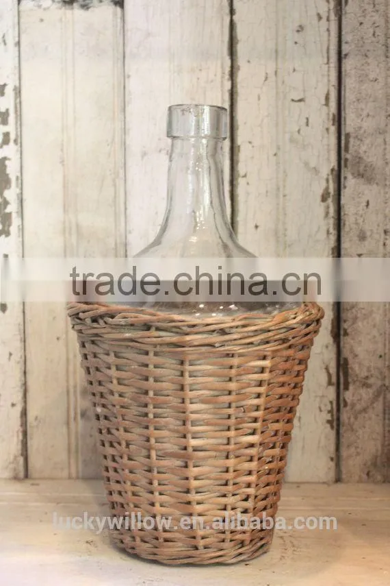 Vintage French wicker demijohn