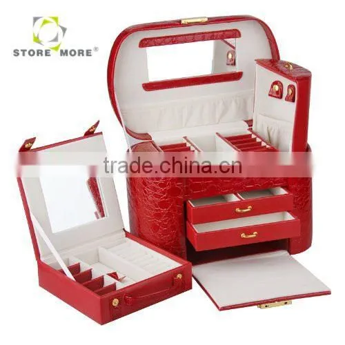 Black Foldable Faux Leather Marble Jewelry Box