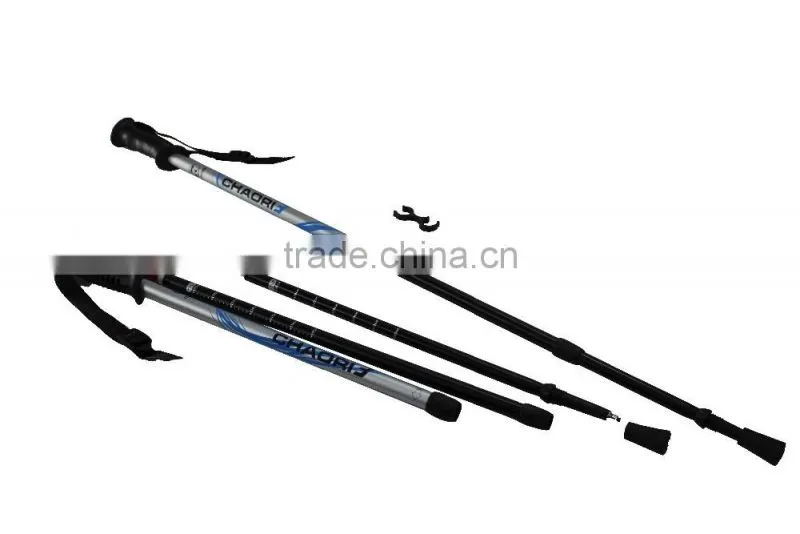 Aircraft grade aluminum 6061 trekking pole cane , 3 sections, internal lock, anti-shock SZ15346