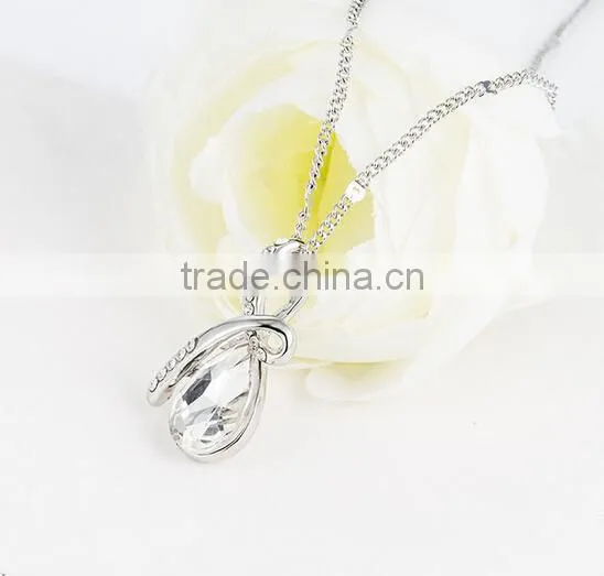 bule crystal necklace/ Austrian Rhinestone Drop Pendant Necklace