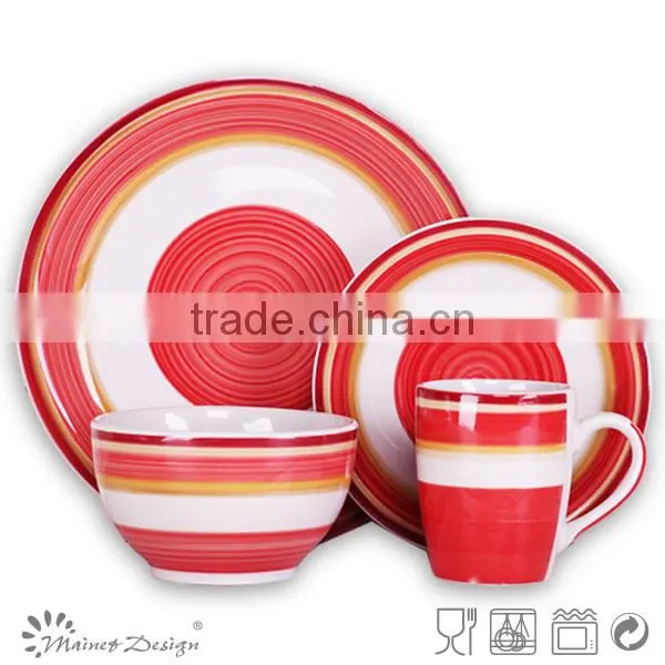 18pcs colorful stripe cheap ceramic dinner set ceramic cheap ceramic round dinner set