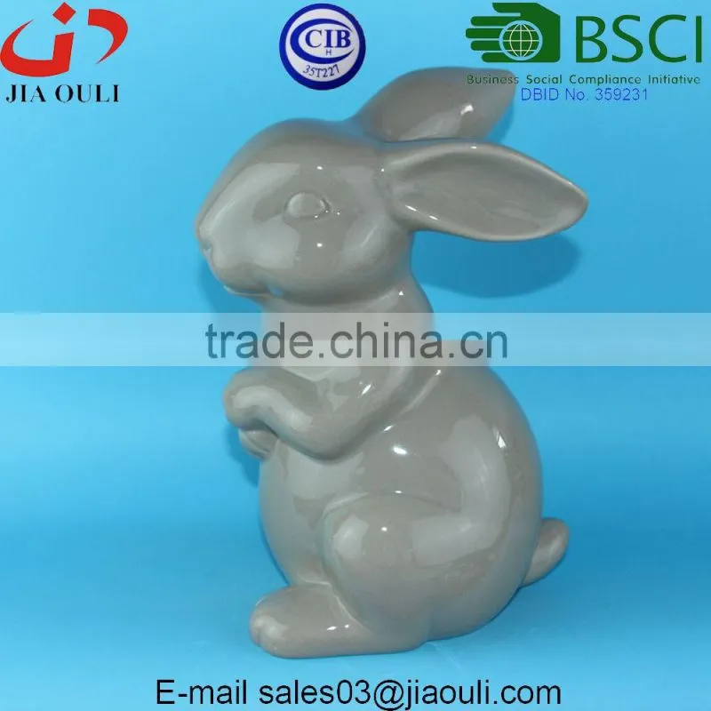 BSCI Audit Factory Large Handmade Easter Bunny Ceramic Tall Rabbit, home decor ceramic Sitting Bunny