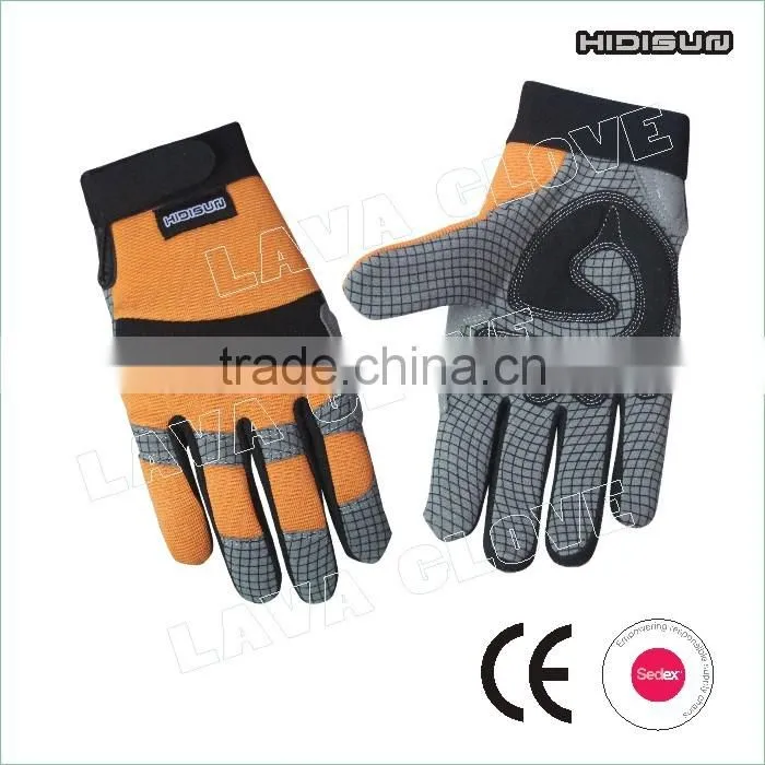 High breathability green stretch-spandex back working glove