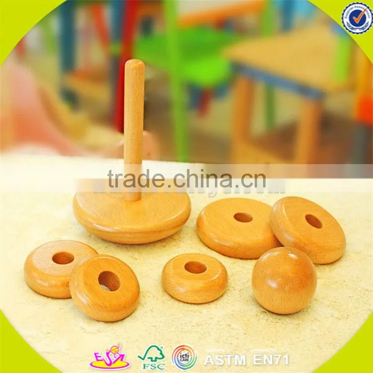 wholesale baby wooden stacking blocks toy high quality kids smooth wooden stacking blocks toy for fun W13D120