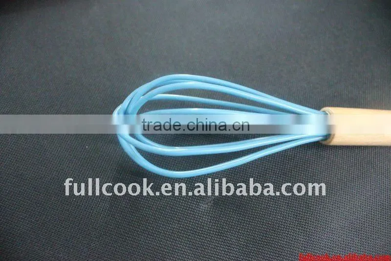 Silicone egg beater w/wooden handle