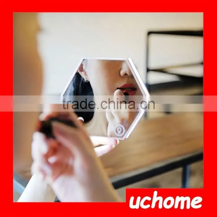 UCHOME Multifunctional Digital Alarm Clock with Flat Mirror and Touch Dimmable Night Light Temperature Display USB Rechargeable