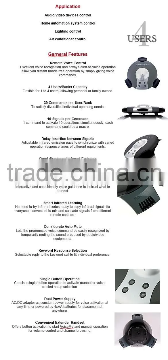 Consumer Electronic Voice Remote Control for Home appliances