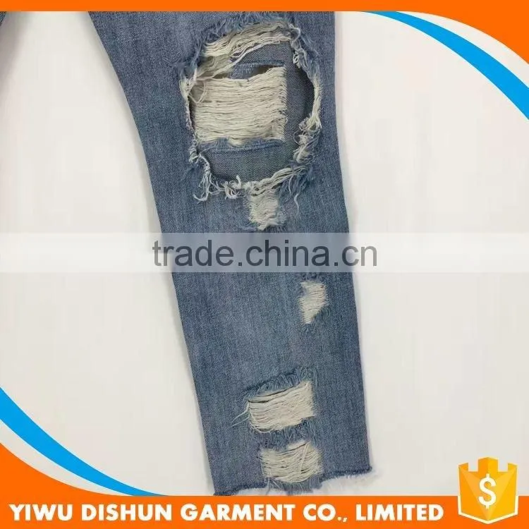 Women wholesale brand worn ninth pants blue jeans