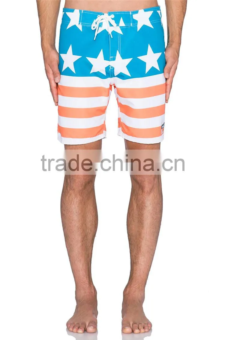 Custom mens striped 100% polyester beach shorts vintage beach volleyball shorts
