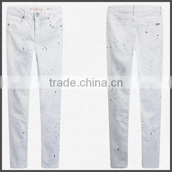 sexy girl white spray-on jeans pants