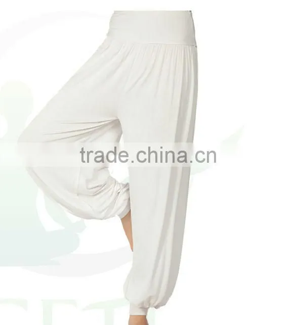 woman fashion white rayon baggy yoga pants long