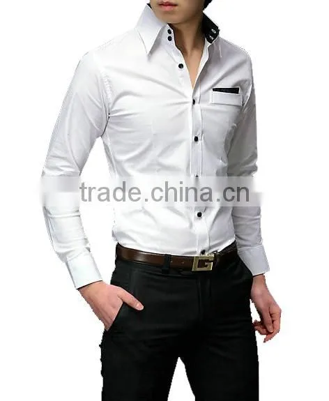 2017 MTO mens contrast color poplin white tuxedo shirt