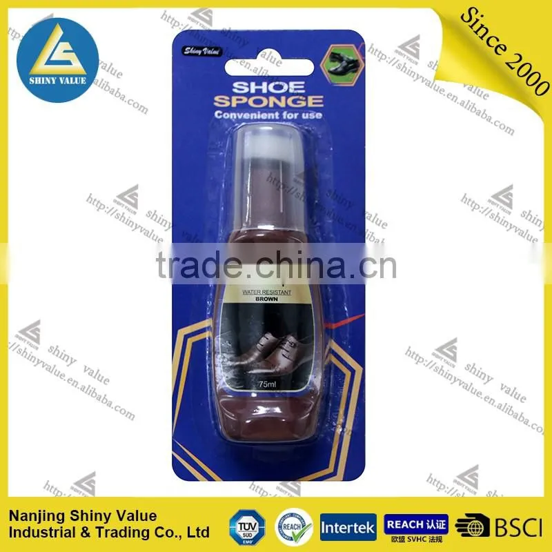 1 pack blister card leather care and protect men's brown color liquid shoe polish