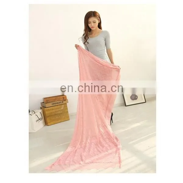 Fashion Women Pure Cotton Lace Scarf Sunscreen Beach Scarf Multi-color In Stock
