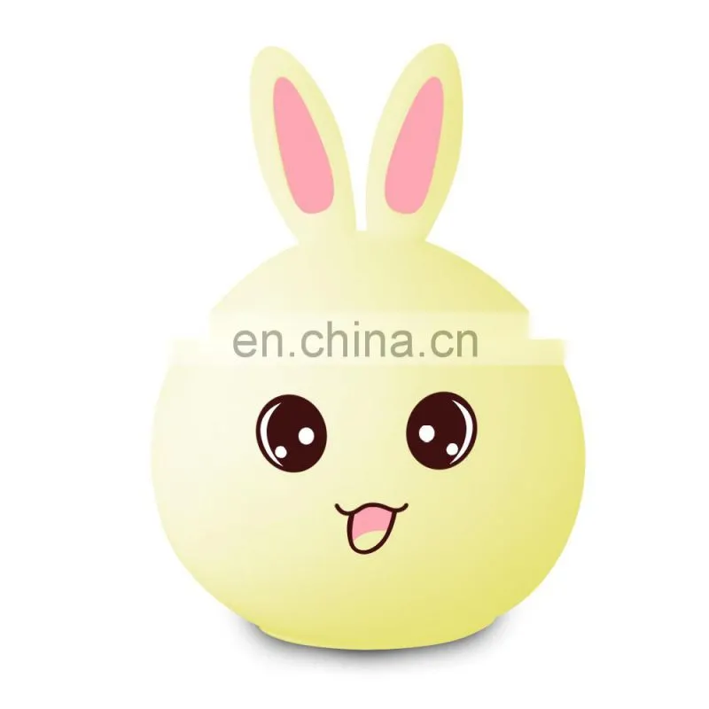 Hot Selling Lovely Rabbit Silicone Night Lamp USB Rechargeable Colorful Led Light