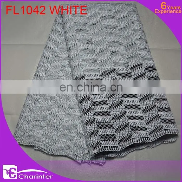 fashion embroidery lace/african lace fabric/african tulle lace/african french lace /charinter lace FL1042 white color