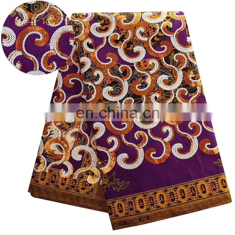 2016 unique african wax with sequins fabric