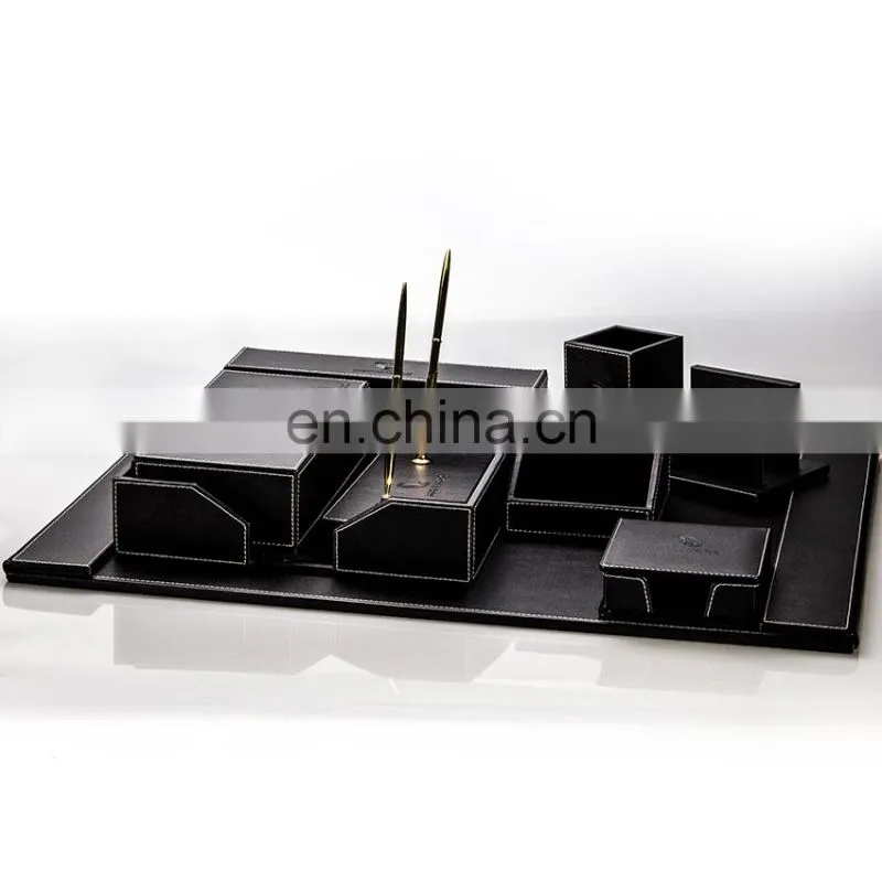 2017 Promotion Luxury MDF Desk Set Office Leather Stationery Set