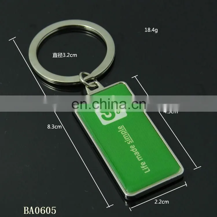 Cheap Custom Epoxy Sticker Logo Rectangle Blank Alloy Keychain