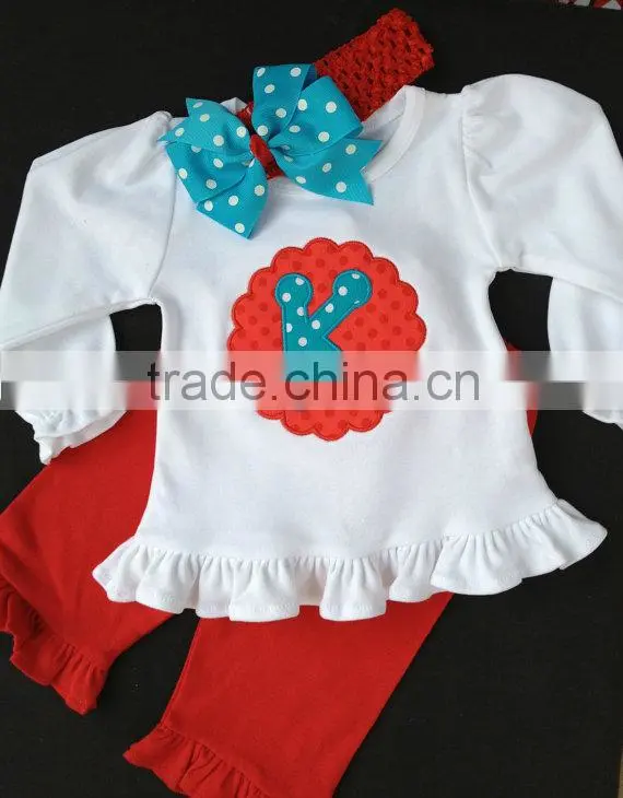 Newest design clothing children touddler outfits kids ruffle pants outfits wholesale