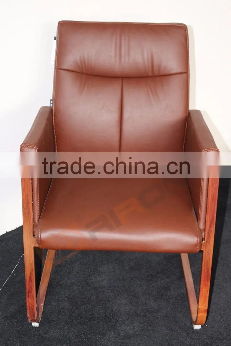 Luxury customized brown revolving swivel lift PU leather manager director office chair with wheels