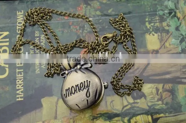 Promotional gift antique pocket watch mini coin watch mental chain quartz watch assorted patterns