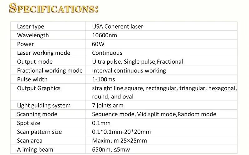 Facial Skin Whitening Vaginal Tightening 10600nm RF Co2 Laser Carbon Laser for Skin Fractional Co2 Laser
