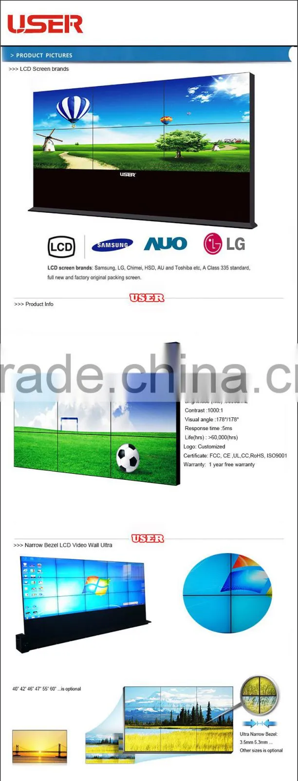 55'' 2*2 Optical Seamless Splicing LCD Video Wall