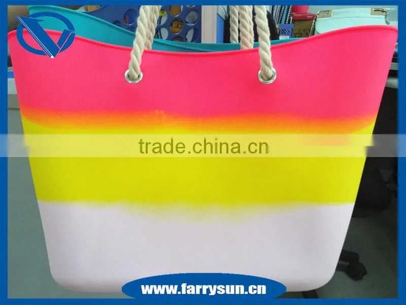 Newest silicone shoulder handbag,jelly tote bag, mix color beach handbag