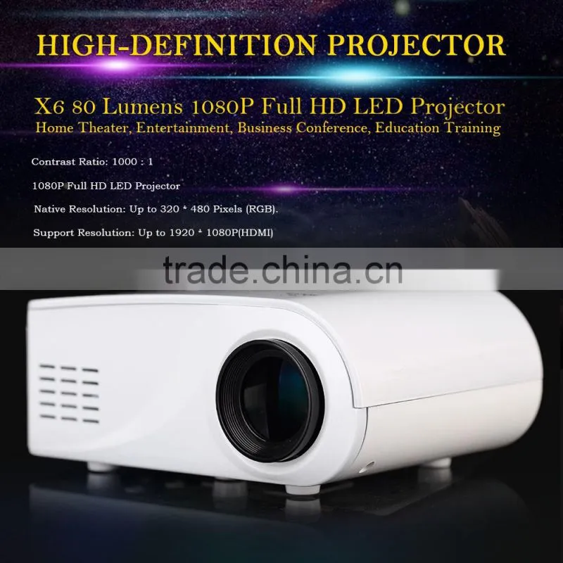 2016 New Arrival X6 Mini Size Full HD 1080P Household Projection Led Video Projector