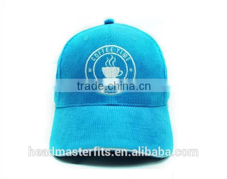 2016 Unstructured High Quality Custom Logo 6 Panel Corduroy Embroidery Curved Hats corduroy Baseball Caps
